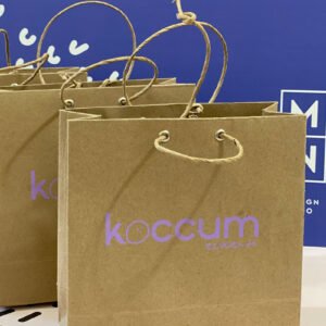 Bolsa papel Kraft asa cordon 25x18x30cm personalizable