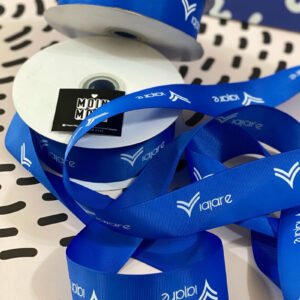 Listón decorativo tipo popotillo azul 2x45cm personalizable