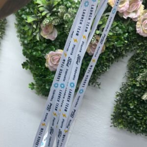 Landyard portagafette de tela blanco 45x2cm personalizable