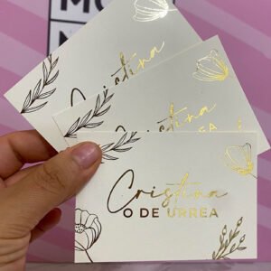 Tarjeta de presentación couche laminado mate impresa a dos frentes barniz a registro 10x4cm